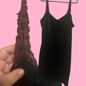 Black velvet slip dress